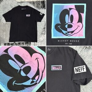 Neff Mickey Mouse Graphic T Shirt Black Streetwear Unisex Size L